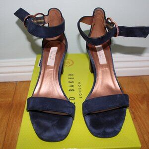 Ted Baker, Navy Suede, mid heel sandals, 8